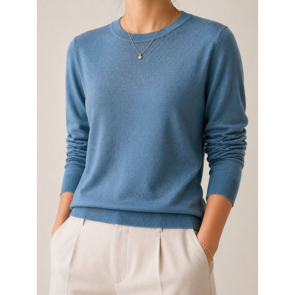 Katherine Barclay Extra Fine Merino Wool Sweater M Blue Crewneck Knit Soft Girl
